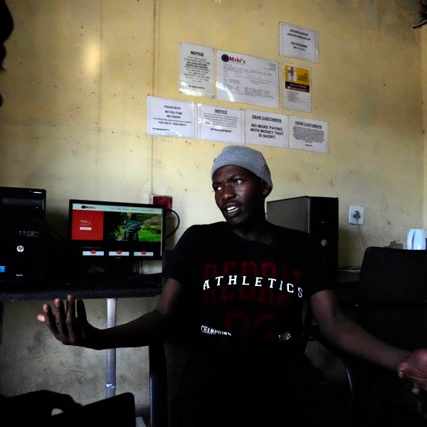 Unemployed Thato Sengoatsi speaks during an interview in Soweto, west of Johannesburg, South Africa, Wednesday, Aug. 2, 2023. South Africa's official unemployment rate of 33% is the highest in the world, and economists say it's even higher at 42% if you count those who have given up looking for work and have dropped off unemployment systems (AP Photo/Themba Hadebe)